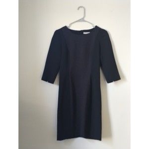 H&M Little Black Dress Women's 6 Zip Back 3/4 Sleeve Sheath Knit Corp Core